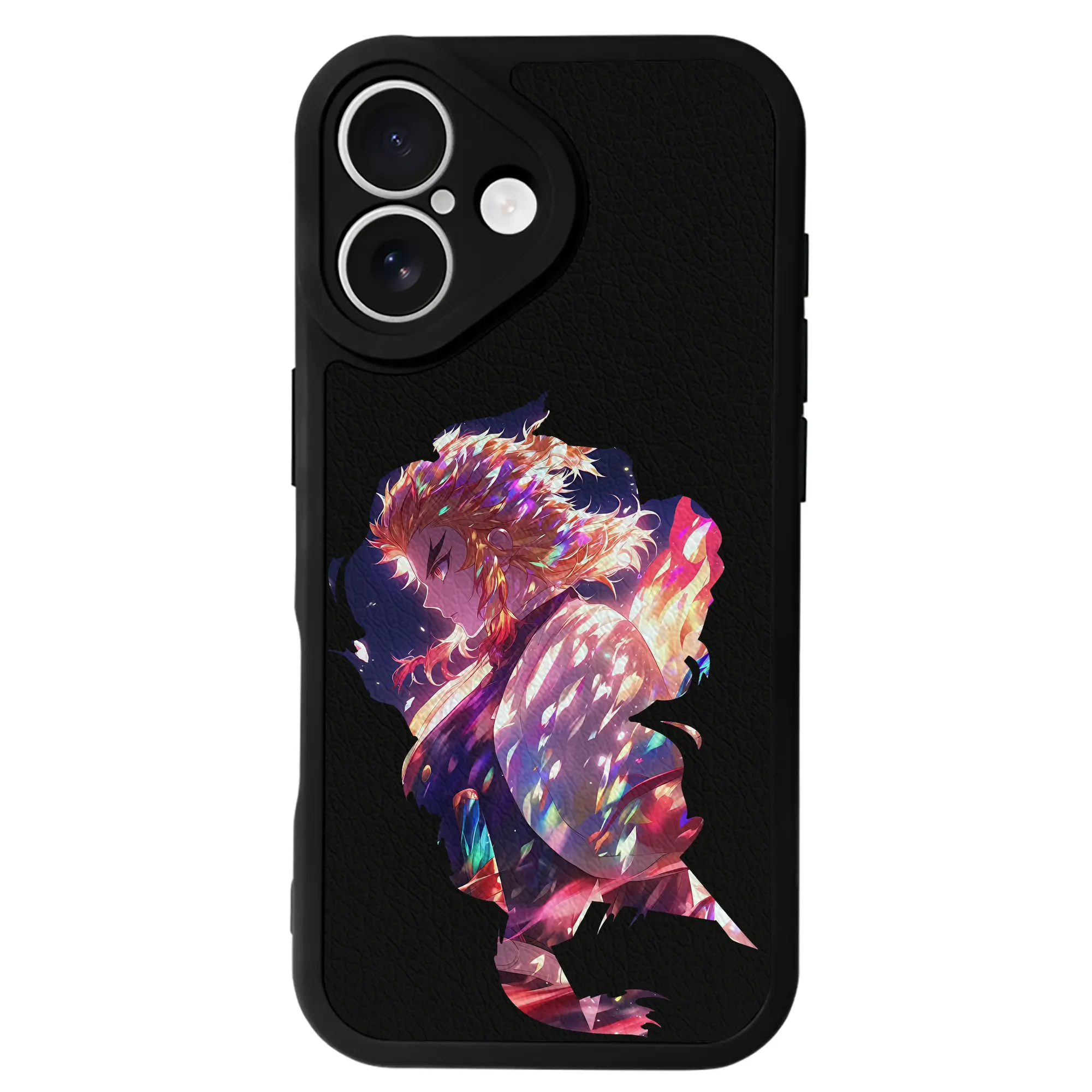 鬼滅の刃 グッズ,煉獄 杏寿郎 - IPhone 16シリーズ対応 ・ シリコンスマホケース ・ レザー調 ・ 高精度フィット ・ 耐衝撃 ・ ワイヤレス充電対応 ・ 精密カット